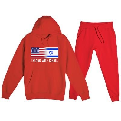 I Stand With Israel Usa Israeli Flag Jewish Premium Hooded Sweatsuit Set