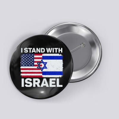 I Stand With Israel USA American Flag with Israel Flag Button