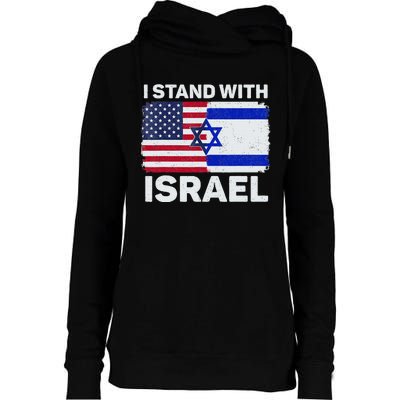 I Stand With Israel USA American Flag with Israel Flag Womens Funnel Neck Pullover Hood