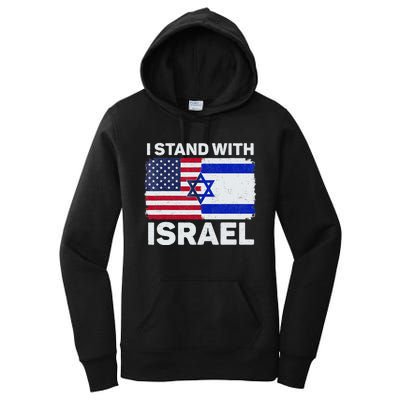 I Stand With Israel USA American Flag with Israel Flag Women's Pullover Hoodie