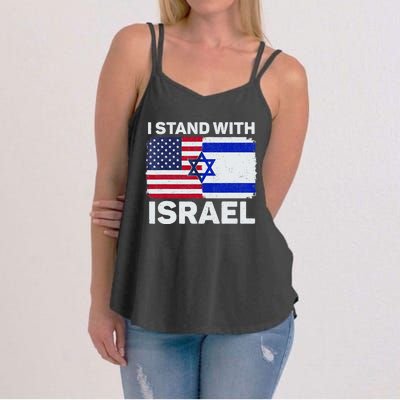 I Stand With Israel USA American Flag with Israel Flag Women's Strappy Tank