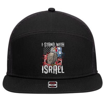 I Stand With Israel Vintage Eagle Us Flag 7 Panel Mesh Trucker Snapback Hat
