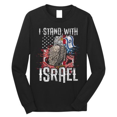 I Stand With Israel Vintage Eagle Us Flag Long Sleeve Shirt