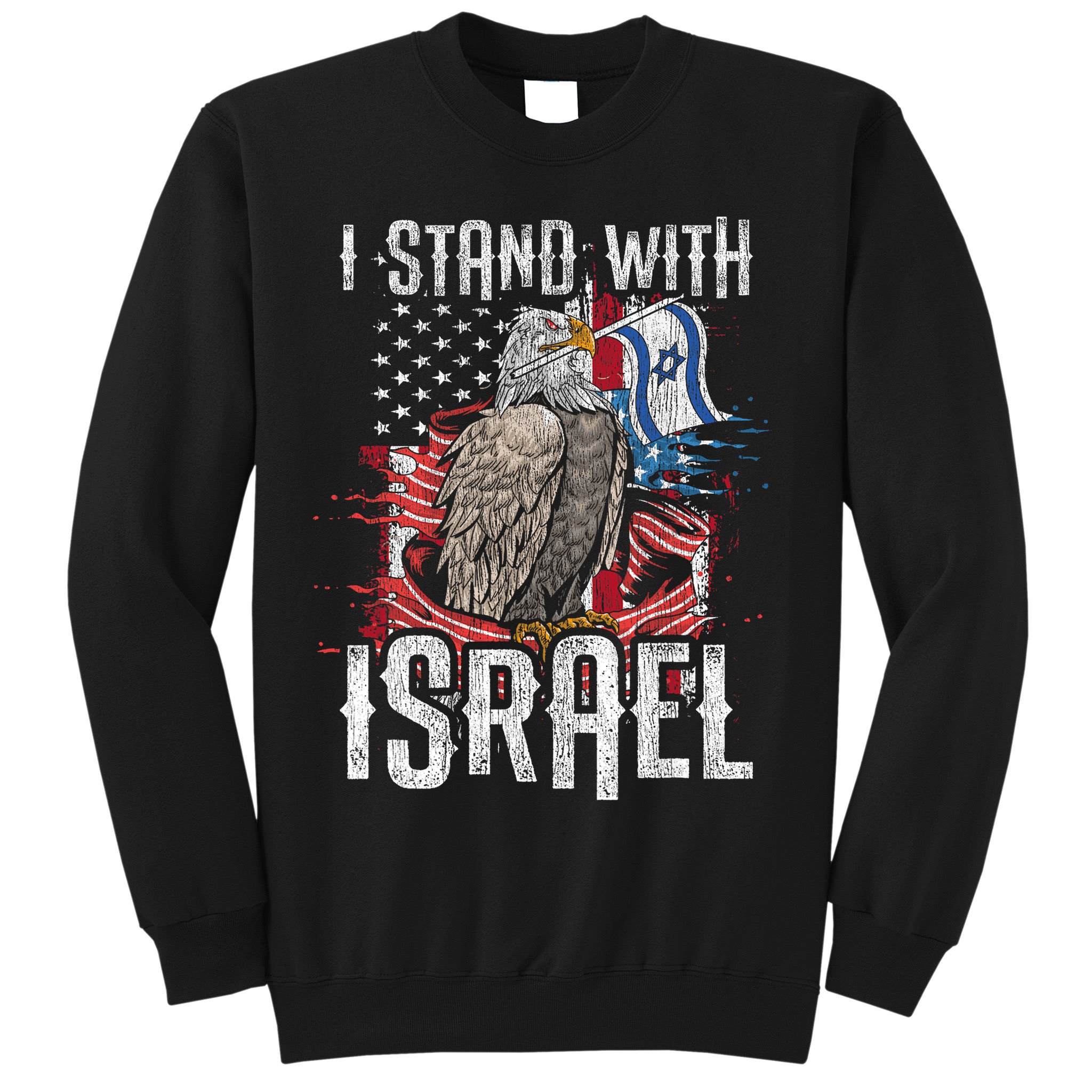 I Stand With Israel Vintage Eagle Us Flag Sweatshirt