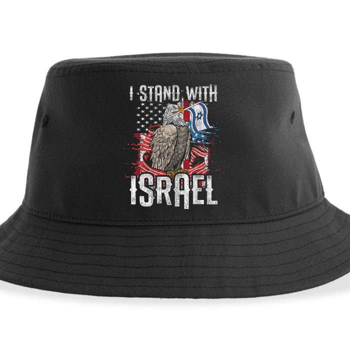 I Stand With Israel Vintage Eagle Us Flag Sustainable Bucket Hat