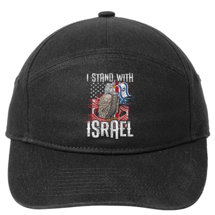 I Stand With Israel Vintage Eagle Us Flag 7-Panel Snapback Hat