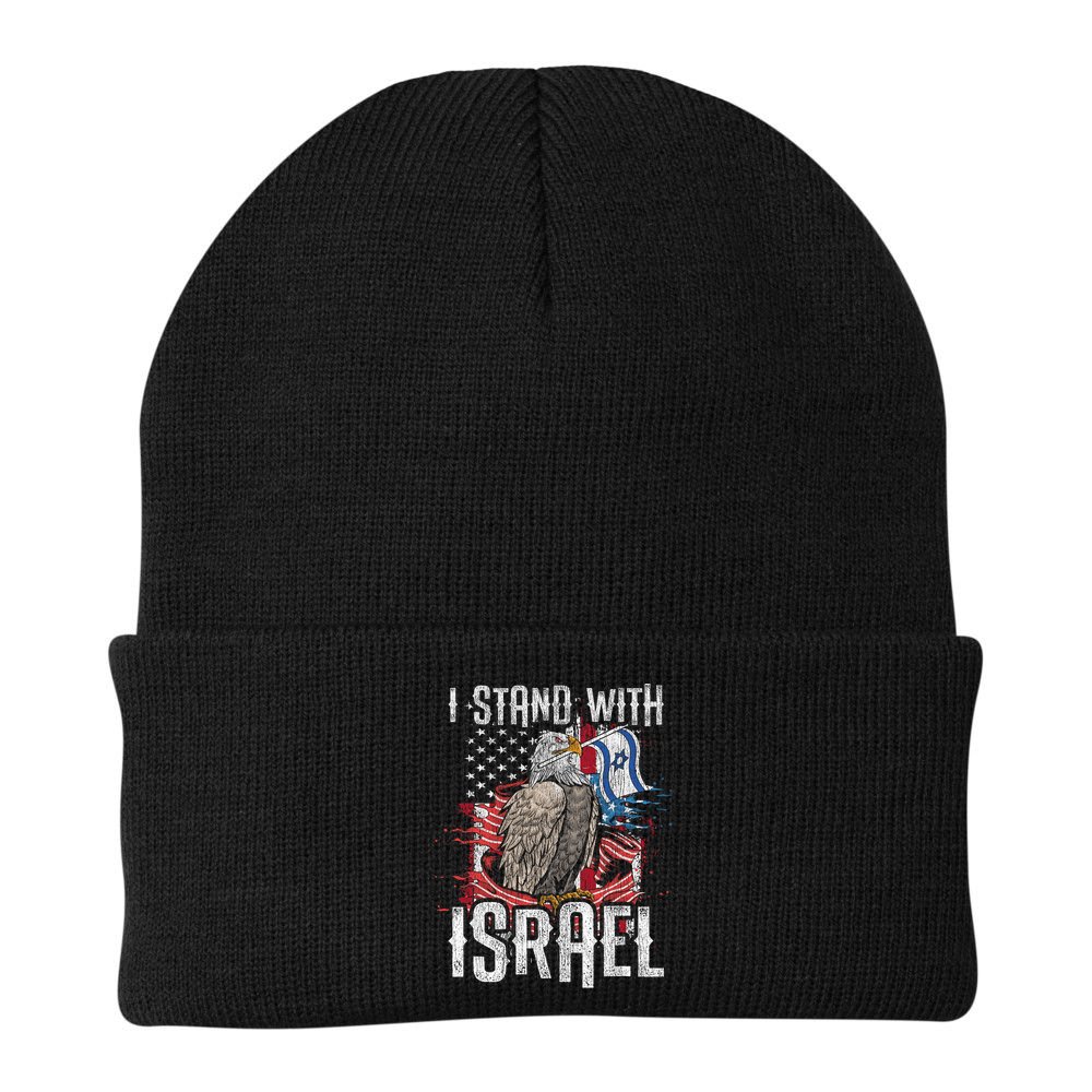 I Stand With Israel Vintage Eagle Us Flag Beanie