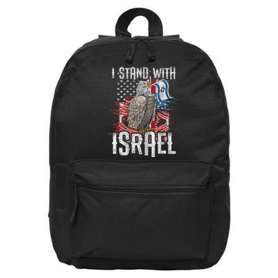 I Stand With Israel Vintage Eagle Us Flag 16 in Basic Backpack