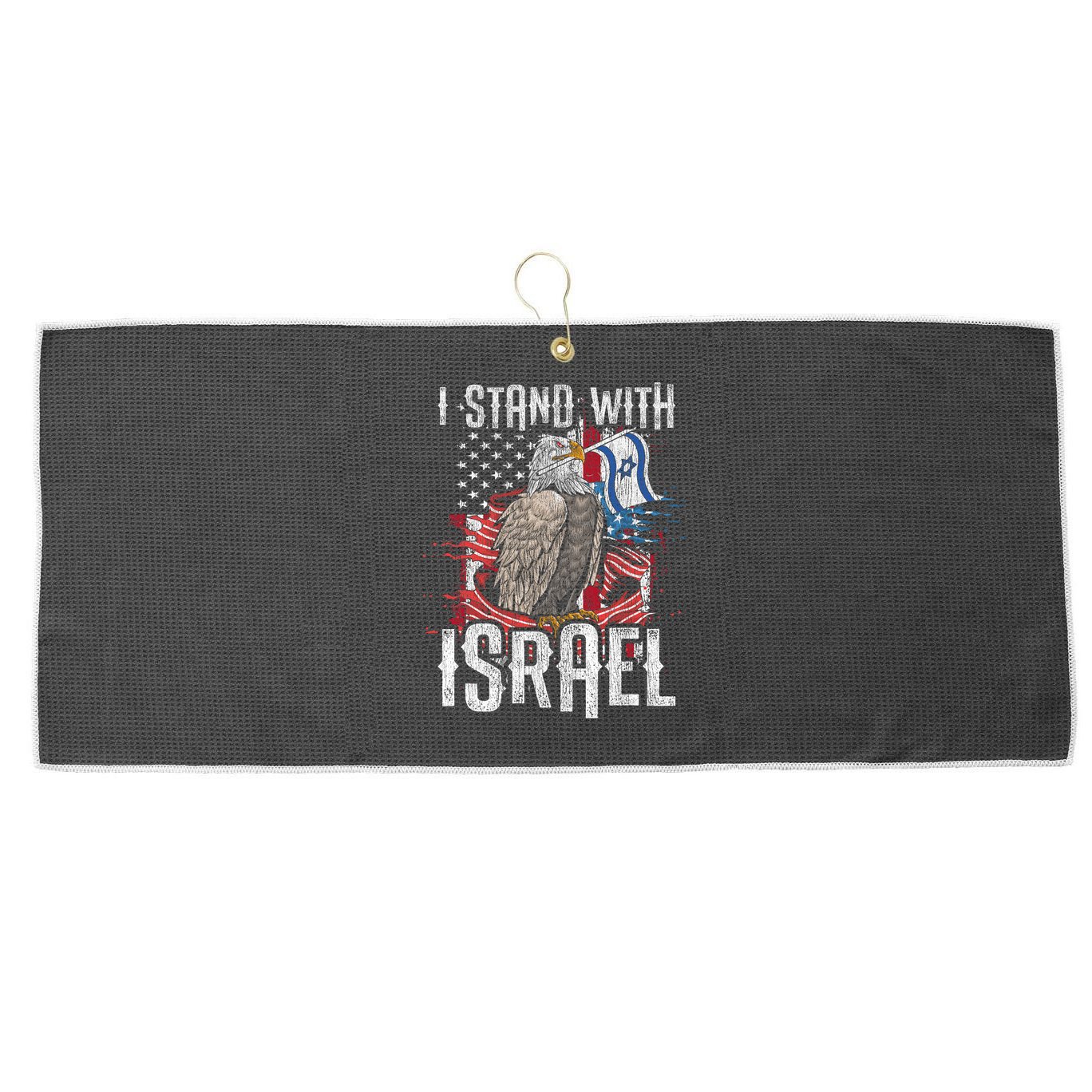 I Stand With Israel Vintage Eagle Us Flag Large Microfiber Waffle Golf Towel