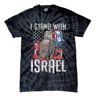 I Stand With Israel Vintage Eagle Us Flag Tie-Dye T-Shirt
