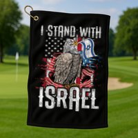I Stand With Israel Vintage Eagle Us Flag Golf Towel