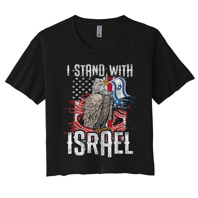 I Stand With Israel Vintage Eagle Us Flag Crop Top