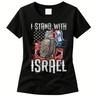 I Stand With Israel Vintage Eagle Us Flag Womens T-Shirt
