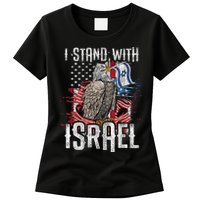 I Stand With Israel Vintage Eagle Us Flag Womens T-Shirt