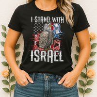 I Stand With Israel Vintage Eagle Us Flag Womens T-Shirt