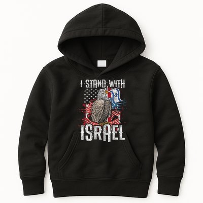 I Stand With Israel Vintage Eagle Us Flag Kids Hoodie