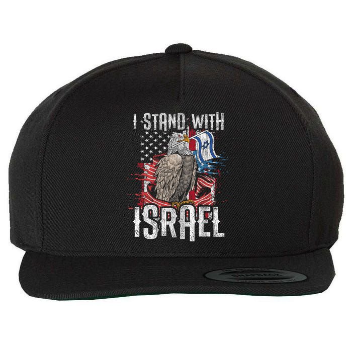 I Stand With Israel Vintage Eagle Us Flag Wool Snapback Cap