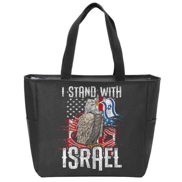 I Stand With Israel Vintage Eagle Us Flag Zip Tote Bag