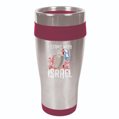 I Stand With Israel Vintage Eagle Us Flag 16oz Travel Tumbler