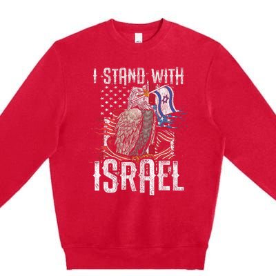 I Stand With Israel Vintage Eagle Us Flag Premium Crewneck Sweatshirt