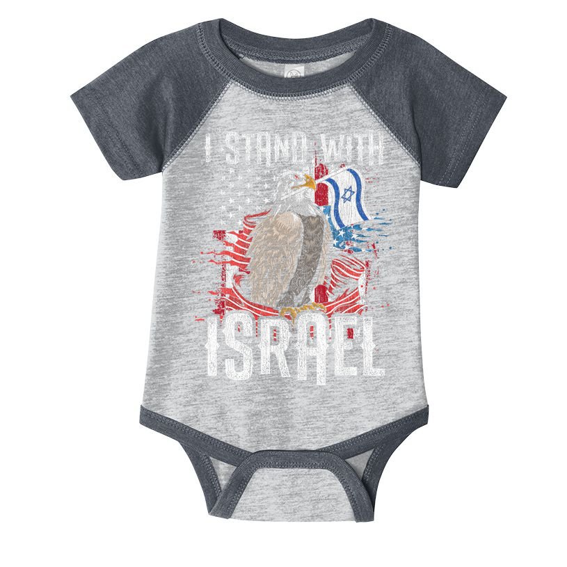 I Stand With Israel Vintage Eagle Us Flag Infant Baby Jersey Bodysuit