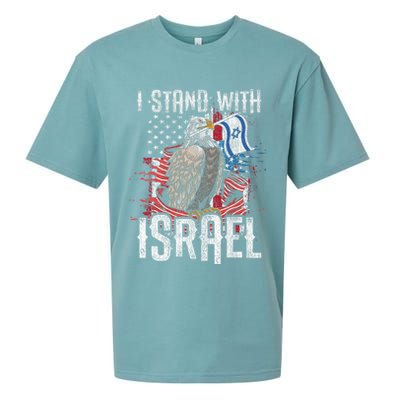 I Stand With Israel Vintage Eagle Us Flag Sueded Cloud Jersey T-Shirt