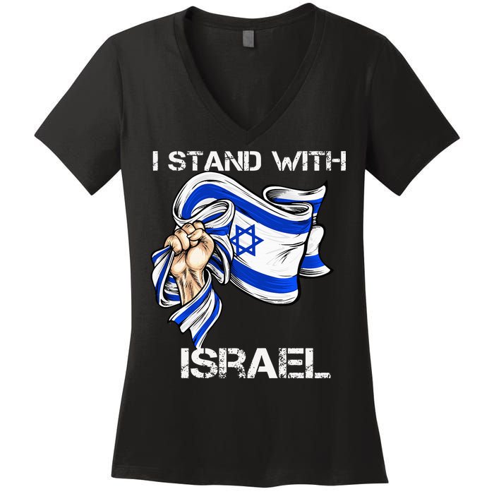 I Stand With Israel Support Israel Love Israeli Brotherhood Women's V-Neck T-Shirt