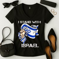 I Stand With Israel Support Israel Love Israeli Brotherhood Women's V-Neck T-Shirt