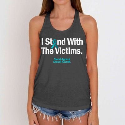 I Stand With The Victims Sexual Assault Awareness Gift Women's Knotted Racerback Tank