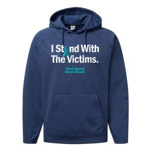 I Stand With The Victims Sexual Assault Awareness Gift Performance Fleece Hoodie