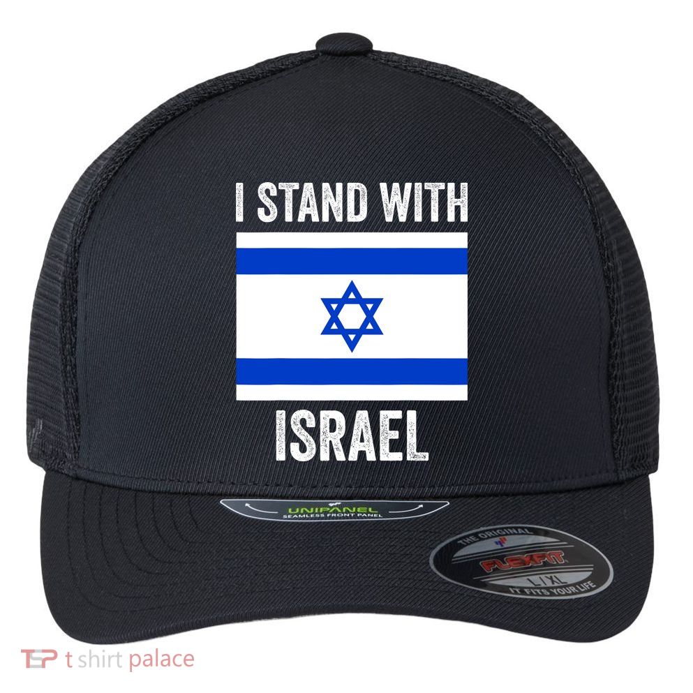 I Stand With Israel Free Israel Flexfit Unipanel Trucker Cap
