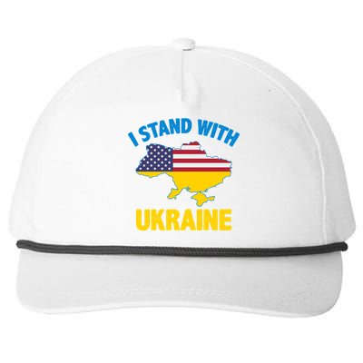 I Stand With Ukraine Map American Flag Us Support Ukrainian Gift Snapback Five-Panel Rope Hat