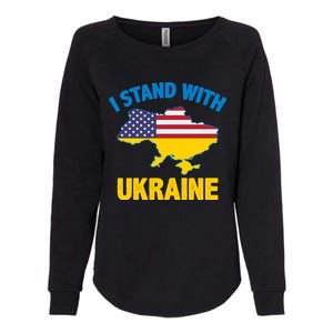 I Stand With Ukraine Map American Flag Us Support Ukrainian Gift Womens California Wash Sweatshirt