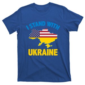 I Stand With Ukraine Map American Flag Us Support Ukrainian Gift T-Shirt