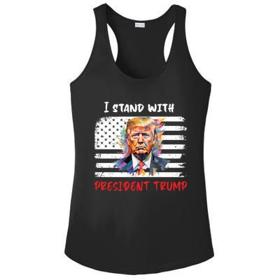 I Stand With President Trump Distressed American Flag Suppor Gift Ladies PosiCharge Competitor Racerback Tank