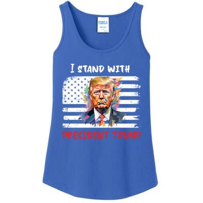 I Stand With President Trump Distressed American Flag Suppor Gift Ladies Essential Tank