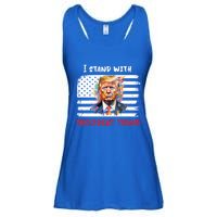 I Stand With President Trump Distressed American Flag Suppor Gift Ladies Essential Flowy Tank