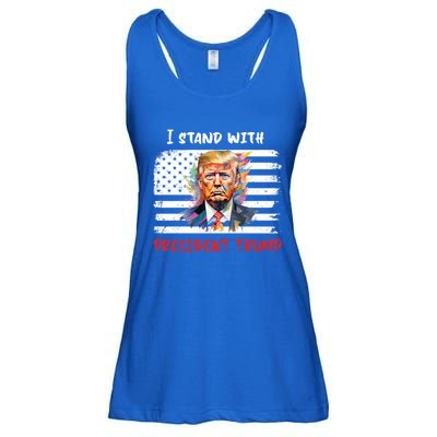 I Stand With President Trump Distressed American Flag Suppor Gift Ladies Essential Flowy Tank