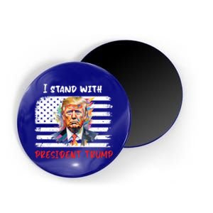 I Stand With President Trump Distressed American Flag Suppor Gift Magnet