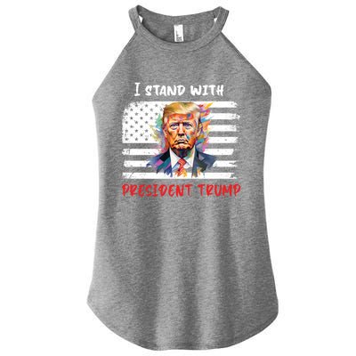 I Stand With President Trump Distressed American Flag Suppor Gift Women's Perfect Tri Rocker Tank