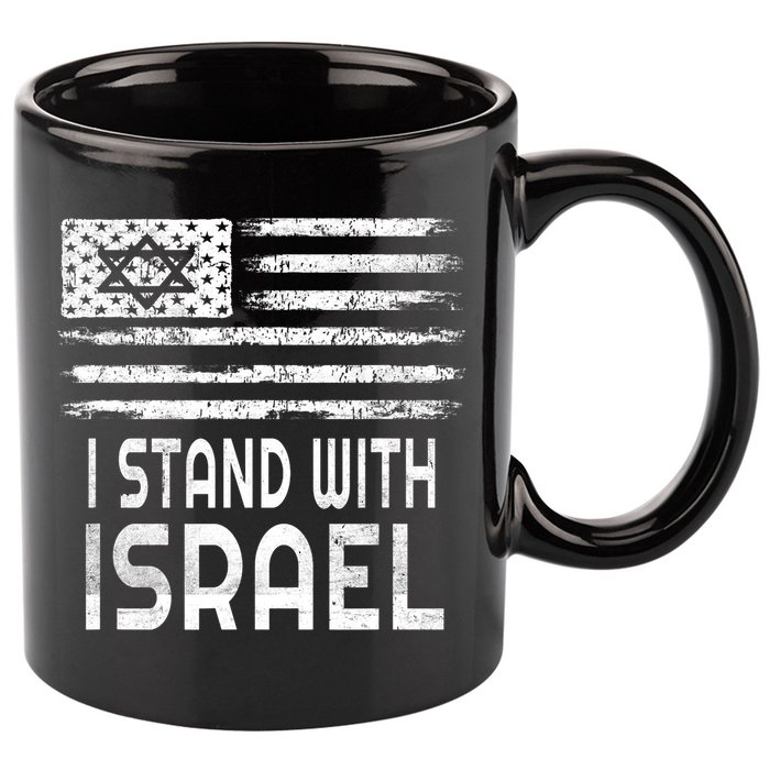 I Stand With Israel America Flag Israel Flag 11oz C Handle Ceramic Mug