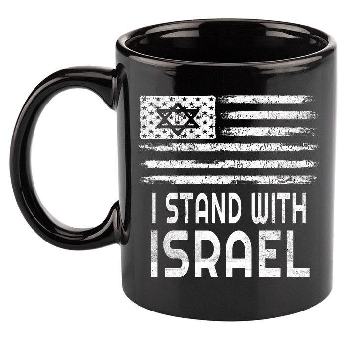 I Stand With Israel America Flag Israel Flag 11oz C Handle Ceramic Mug