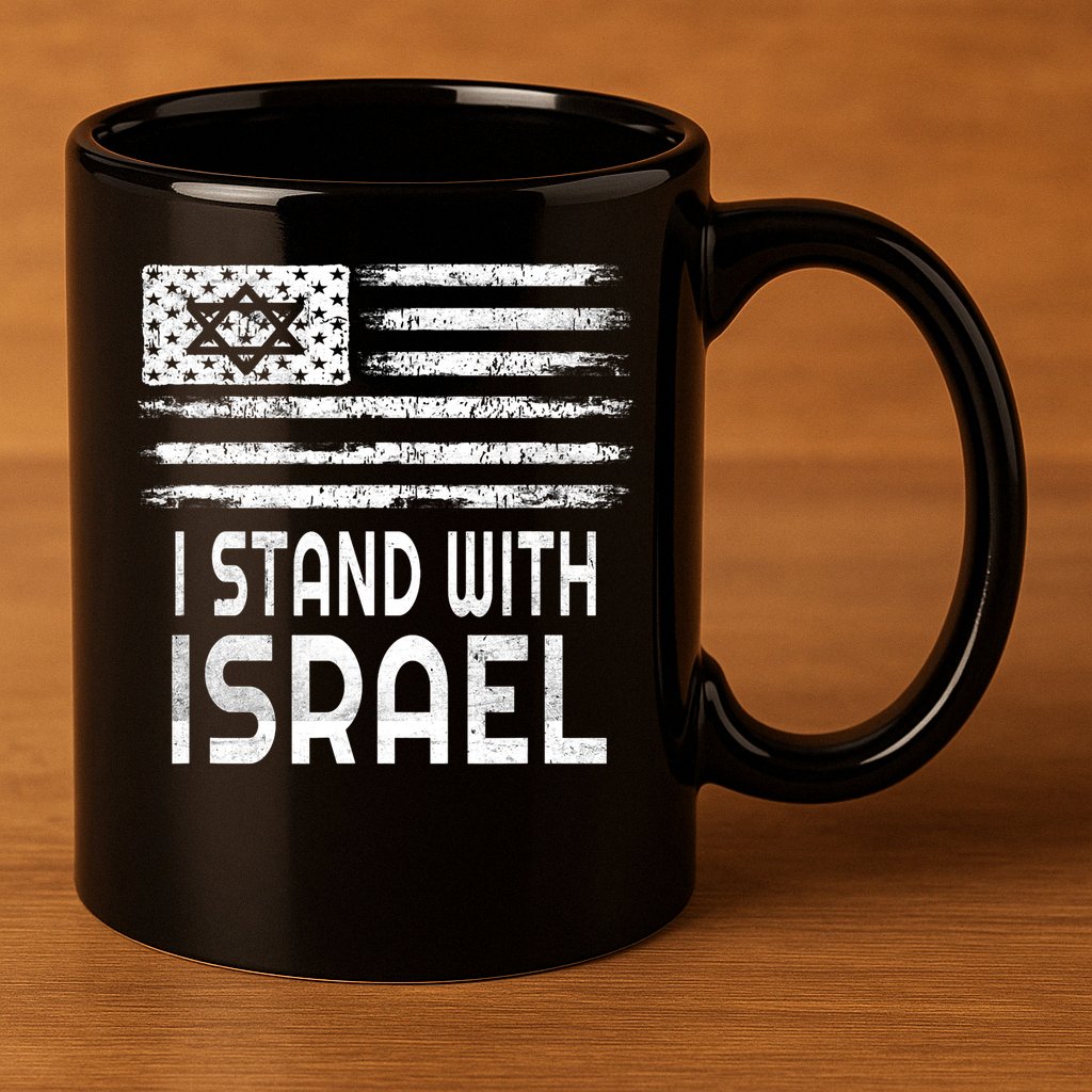 I Stand With Israel America Flag Israel Flag 11oz C Handle Ceramic Mug