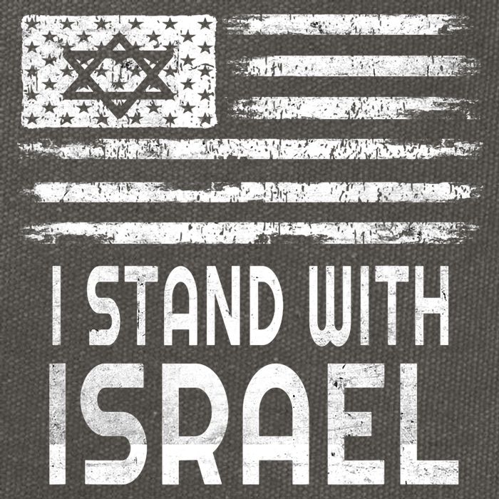 I Stand With Israel America Flag Israel Flag Cotton Canvas Backpack