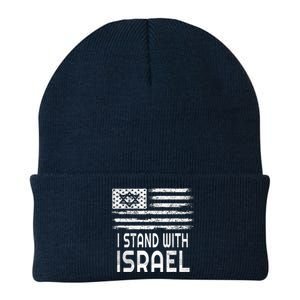 I Stand With Israel America Flag Israel Flag Knit Cap Winter Beanie