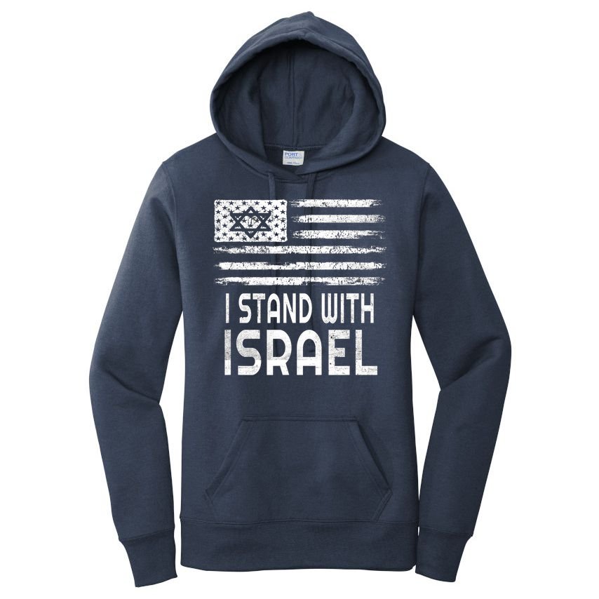 I Stand With Israel America Flag Israel Flag Women's Pullover Hoodie