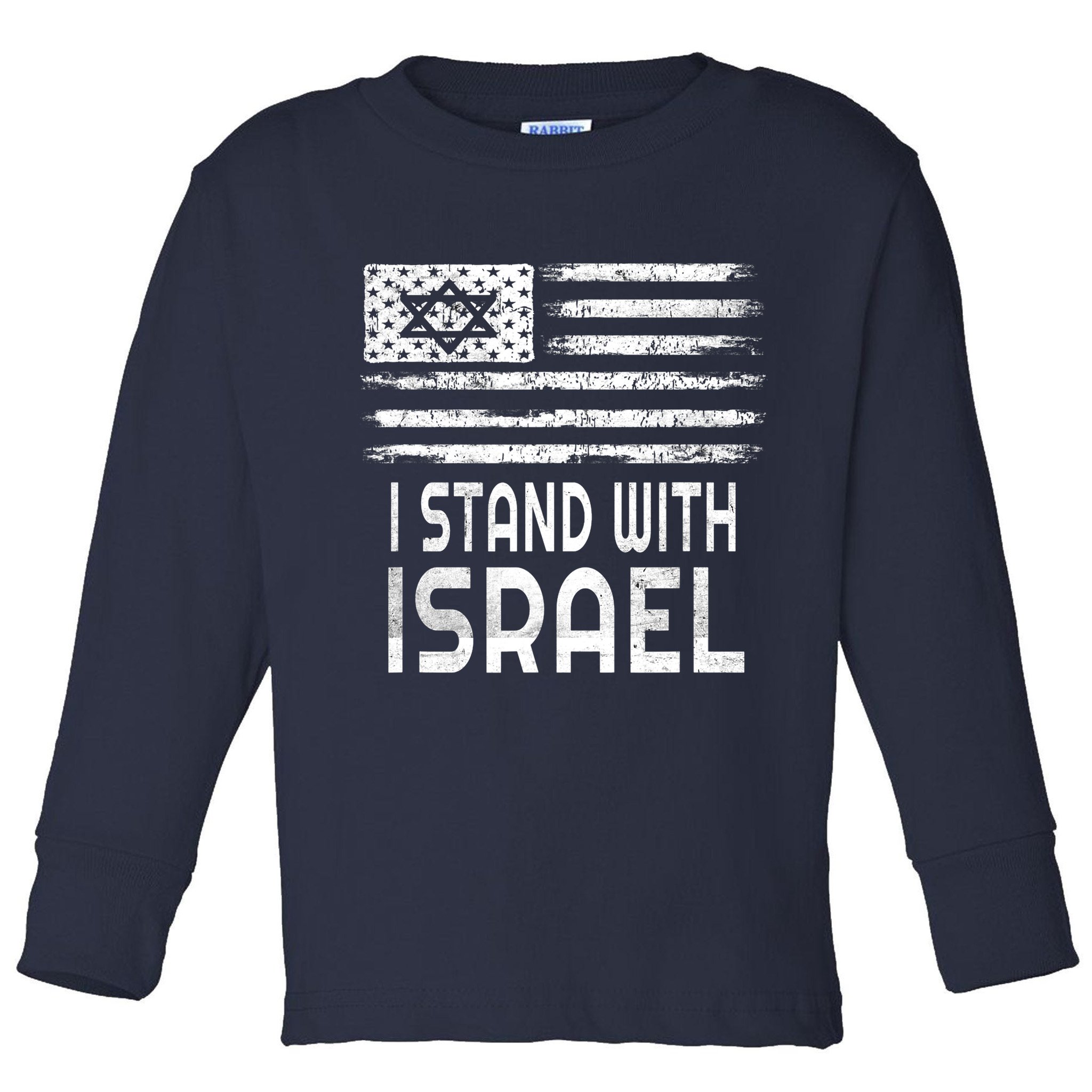 I Stand With Israel America Flag Israel Flag Toddler Long Sleeve Shirt