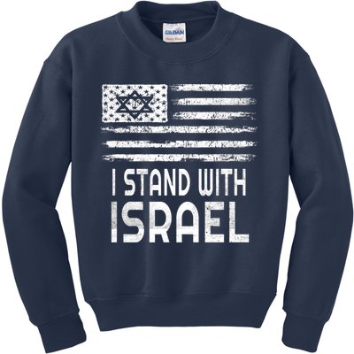 I Stand With Israel America Flag Israel Flag Kids Sweatshirt