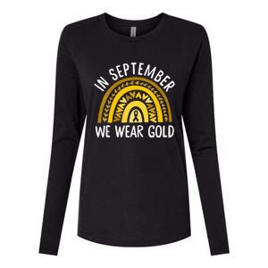 In September We Wear Gold Childhood Cancer Awareness Rainbow Womens Cotton Relaxed Long Sleeve T-Shirt