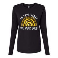 In September We Wear Gold Childhood Cancer Awareness Rainbow Womens Cotton Relaxed Long Sleeve T-Shirt